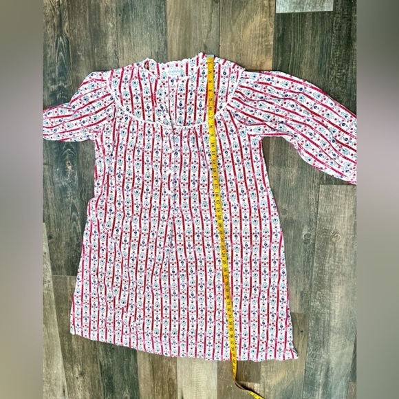 LANZ OF SALZBURG Flannel Valentine Heart Print Ruffle Lace Red Long Gown Medium - Picture 5 of 6